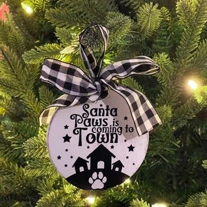 🎉HP 11/30🎉 🎅🏼Santa Paws Wood Ornament🐶🎄 NWT & Handmade With Love